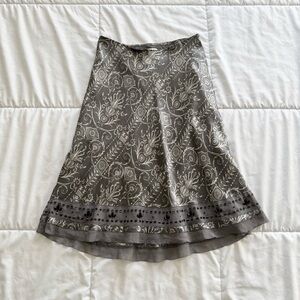 White House 100% silk beaded midi skirt